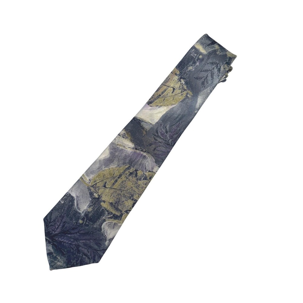 Pierre Cardin‎ Necktie Men's OS Purple Grey Floral Abstract Leaf Pattern Tie VTG